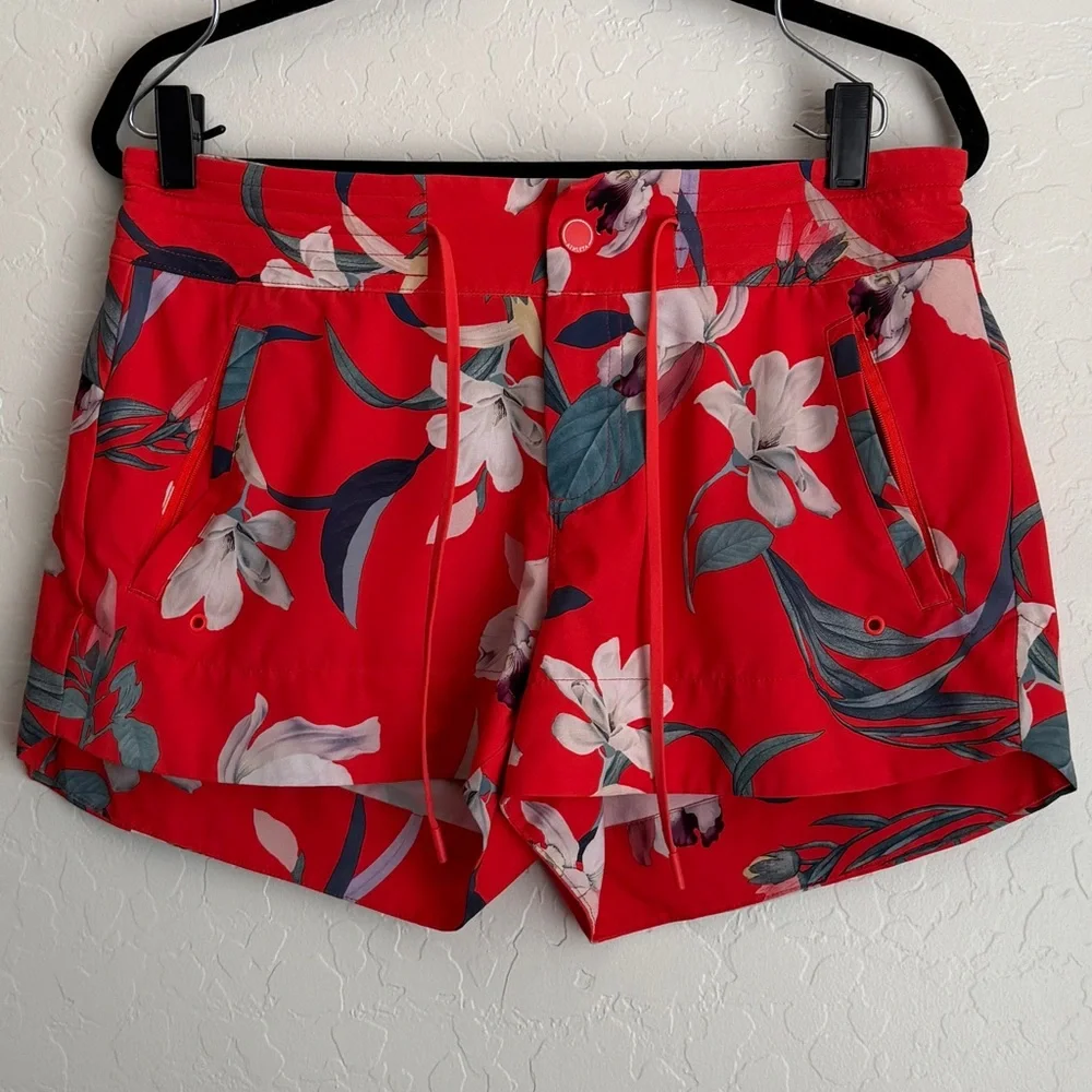 Athleta Women's Printed Hudson‎ Floral Boardshorts Red Sz 8